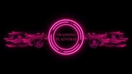 Neon Pink Training Platform Concept with Circuitry . Neon business, Technology and network concept.	 - Powered by Adobe