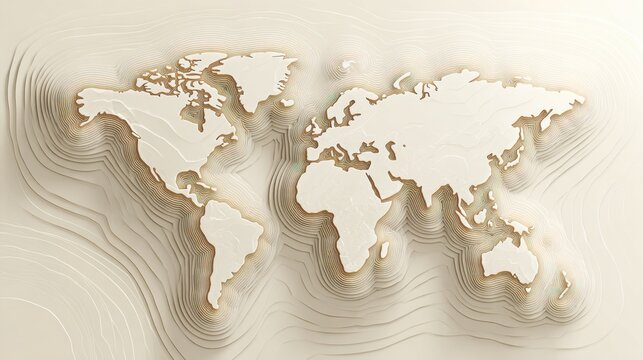 Neutral Abstract Gradient Background Featuring a Subtle World Map Outline With Soft Contours for a Modern Design