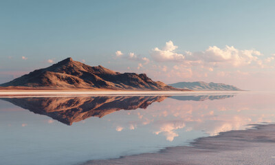 Surreal Salt Lake Horizon With Soft Sky