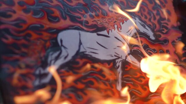 art live animation illustrated video of watercolor drawings year of the red fire horse 2026 color