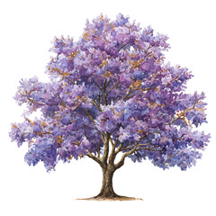 Fototapeta premium Paulownia Tree, watercolor painting, vector illustration, isolated on a white background.