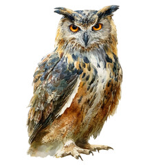 A watercolor painting of Owl, vector illustration on white background.