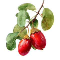 A watercolor painting of Miracle Fruit, vector illustration on white background.