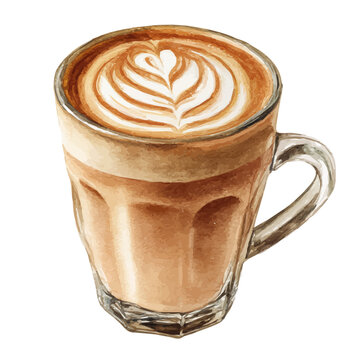 A watercolor painting of Latte, vector illustration on white background.