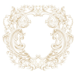 Baroque Ornamental Watercolor Crest Frame PNG