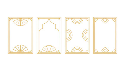 Obraz premium Art Deco Golden Frames Set, Elegant Border Design, Vintage Decoration