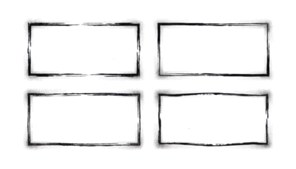 Grunge Rectangle Frames Set, Textured Borders, Blank Space, Isolated