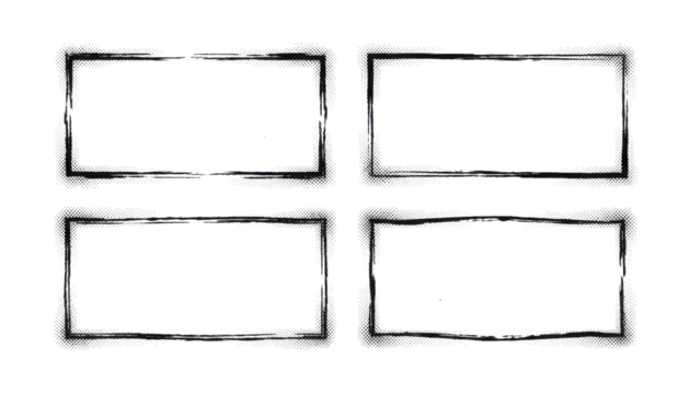 Grunge Rectangle Frames Set, Textured Borders, Blank Space, Isolated