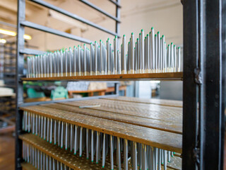 Close-up of the products of a modern match factory.