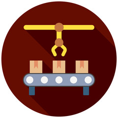 Automation Icon, Rounded Mini Illustration Relate To Industry 4-0. Use For Modern Concept, Ui, Ux Web And App Development.