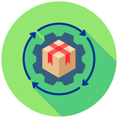 Automation Icon, Rounded Mini Illustration Relate To Industry 4-0. Use For Modern Concept, Ui, Ux Web And App Development.