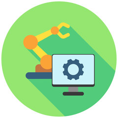 Control Center Icon, Rounded Mini Illustration Relate To Industry 4-0. Use For Modern Concept, Ui, Ux Web And App Development.
