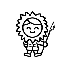 Inuit person holding spear vector illustration