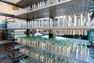 Stormproof matches in the production workshop.