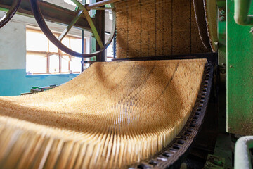 Thousands of matches are in a dipping machine.