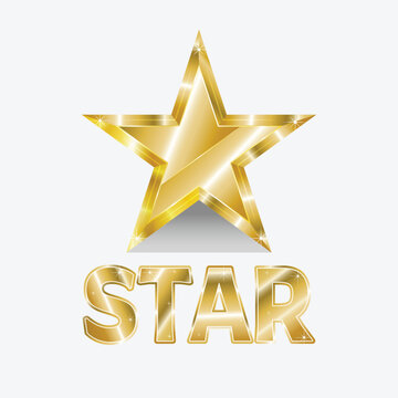 Star icon vector 3d shape, party star icon, luxurious star icon and text