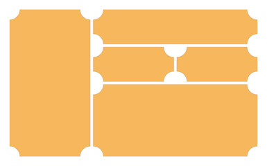 Customizable orange ticket template with easy perforation lines