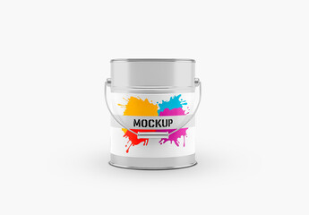Paint Can Mockup For Product Branding With Shining Bail Handle