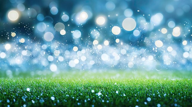 A vibrant and dynamic view of a football (soccer) stadium at night