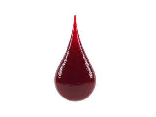 Dark red blood drop isolated on transparency background glossy texture realistic medical concept symbol of health donation emergency and laboratory analysis clean and detailed