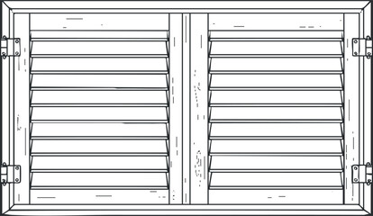Outline vector illustration of a pair of wooden shutters for architectural and design projects