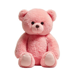 Obraz premium A pink teddy bear, soft and cuddly, isolated on white background ior transparent png, perfect for toy or gift display.