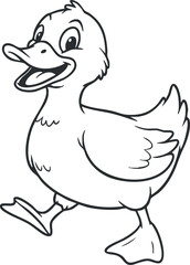 Fototapeta premium Cheerful cartoon duck illustration in a playful style, ideal for children's books, educational materials, and fun designs