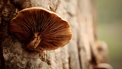 A detailed shot of a mushroom growing on a tree trunk, great for use in nature or gardening themed designs