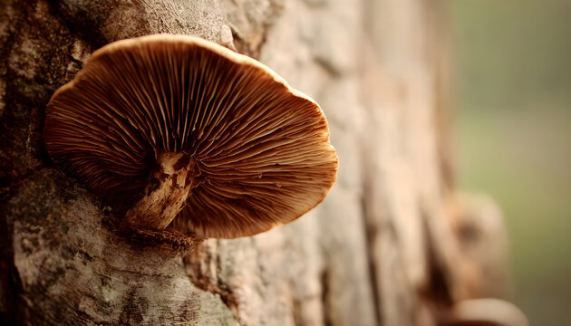 A detailed shot of a mushroom growing on a tree trunk, great for use in nature or gardening themed designs