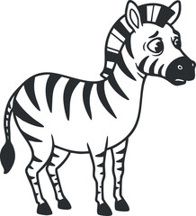 Naklejka premium Cartoon-style vector illustration of a cute zebra character with exaggerated features for children's education and design projects