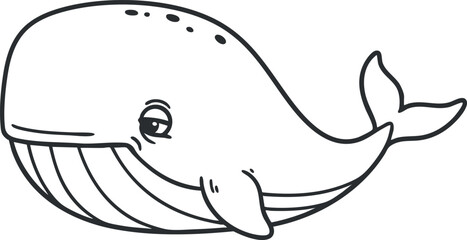 Obraz premium Playful outline vector illustration of a friendly whale, ideal for educational materials and children's designs