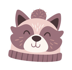 Winter hat cute raccoon muzzle