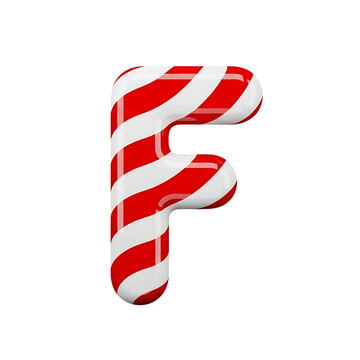 Candy Cane Letter F3D Render Isolated on Black Background alphabet isolated on a transparent background