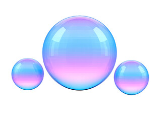 Iridescent soap bubble with pastel blue and pink gradient, isolated on transparent background, shiny and reflective, clean and playful, suitable for design or decoration
