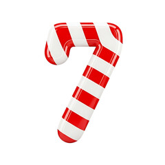 Red And White Striped Candy Cane Shaped Number Seven Isolated On Black Background digit numeral isolated on a transparent background