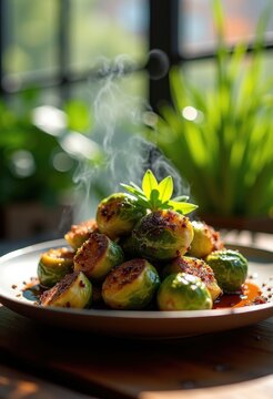Charred Brussels Sprouts Balsamic Glaze Caramelization Urban Garden Flavor Blast