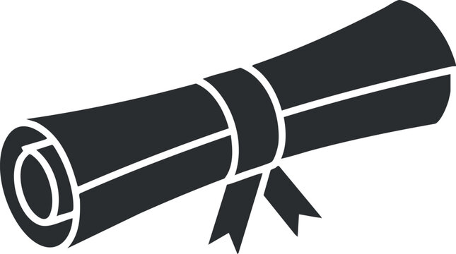 Vector illustration of a rolled diploma or certificate symbolizing education achievement, ideal for academic and graduation themes - Powered by Adobe