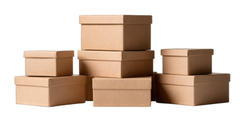 Stack of light beige cardboard boxes