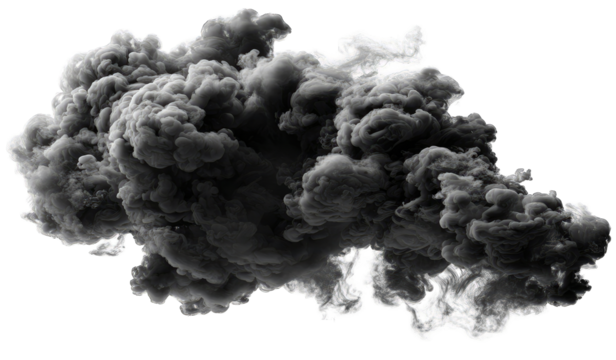 Dense, dark gray smoke cloud