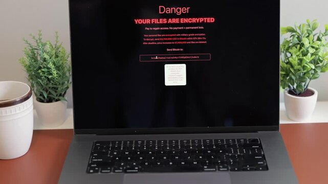 Middle Aged Executive Man Working From Home Falls Victim to Spear Phishing Ransomware Attack - Common Cybersecurity Scenario Concept