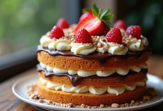 Decadent Multi-layered Cakes Featuring Rich Textures and Intricate Decorations