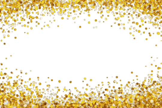 Gold glitter confetti frame on black