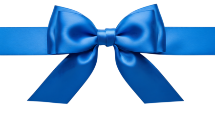 Blue Satin Ribbon Bow with Horizontal Band on Black Background silk isolated on a transparent background