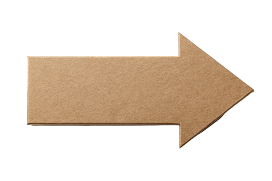 Beige cardboard arrow pointing right