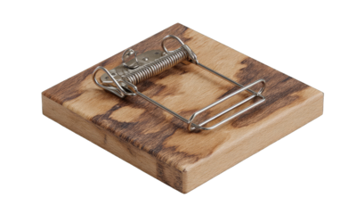 Wooden platform with a simple metal spring-loaded trap