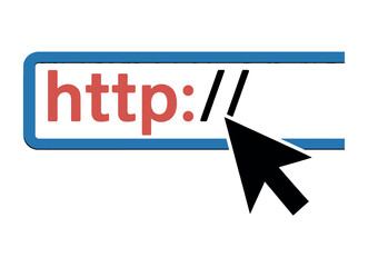 A cursor hovers over the http text in a browser address bar.
