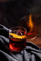 Red Negroni with black background. 