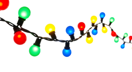 String Of Colorful Glowing Christmas Lights On A Black Background string lights decorative lights isolated on a transparent background