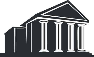 Fototapeta premium Classic black and white vector illustration of a historic building featuring columns, ideal for architecture and design projects