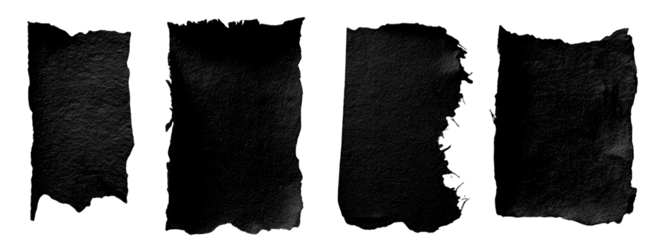 Four dark, textured rectangular shapes